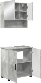 vidaXL Fürdőszoba bútor szett ajtóval 2 pcs Beton Szürke Faanyag & Fém