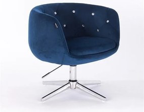 HR333CROSS Tengerkék velur modern szék krómozott lábbal