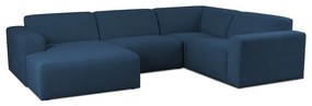 Sötétkék buklé sarokkanapé (U alakú) Roxy – Scandic