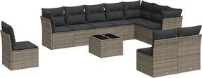 vidaXL 11 részes szürke polyrattan kerti ülőgarnitúra párnákkal