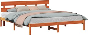 vidaXL Ágykeret fejtámlával Barna 200 x 200 cm Tömör fenyőfa
