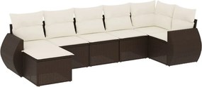 vidaXL 7 részes barna polyrattan kerti ülőgarnitúra párnákkal