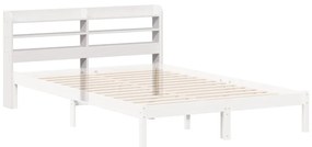 fehér tömör fenyőfa fejtámla polcokkal 140 cm