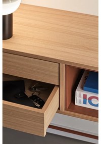 Yoko téglavörös konzolasztal tölgyfa dekorral - Teulat