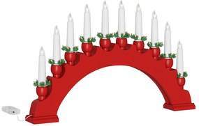 Karácsonyi gyertyatartó ív 10 LED gyertyával Piros