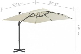 homokszínű konzolos kerti napernyő alumíniumrúddal 300 x 300 cm