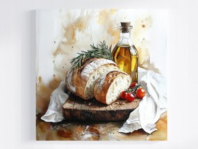 Canvas Vászonkép Konyha Étel Kenyér Olíva Paradicsom 40x40