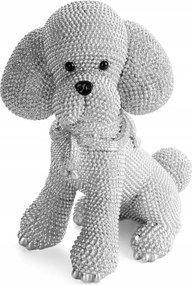 Poliészter műgyanta kutya figura 15 x 10 x 19 cm ezüst