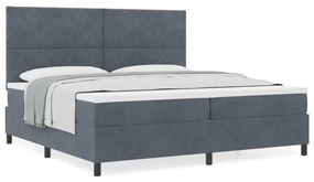 Boxspring Ágy Matraccal Sötétszürke 200x200 cm Bársony