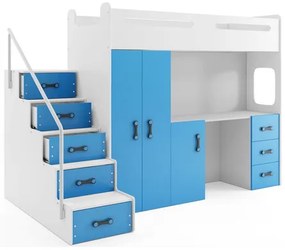 Gyermek emeletes ágy MAX IV 80x200 cm - fehér Kék