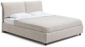 Bézs kárpitozott ágyneműtartós franciaágy ágyráccsal 160x200 cm Myra Pillow – Bonami Selection