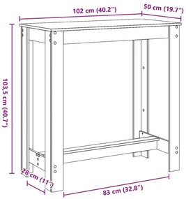 Fekete Tölgy Bárasztal 102x50x103,5 cm Mérnöki Fa