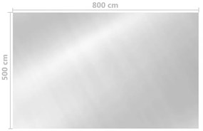 ezüstszínű négyszögletes PE medencetakaró 800 x 500 cm