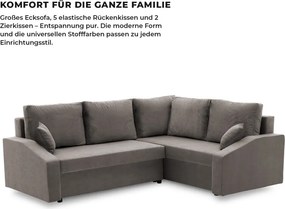 Grande Plus sarokkanapé, jobboldali, szövet anyag, szürke
