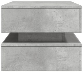 betonszürke dohányzóasztal LED-lámpákkal 90x50x40 cm