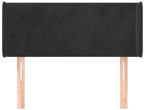 fekete bársony fejtámla szárnyakkal 103x16x78/88 cm