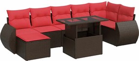 vidaXL 8 részes barna polyrattan akácfa kerti ülőgarnitúra párnákkal