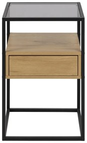 ZEIN éjjeli szekrény, tölgy/fekete