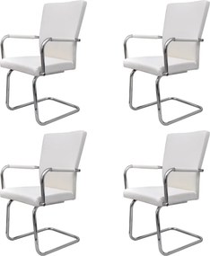 vidaXL 4 db fehér műbőr szánkótalpas étkezőszék