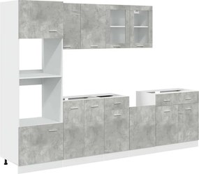 vidaXL Lyon 7 részes betonszürke szerelt fa konyhaszekrény szett