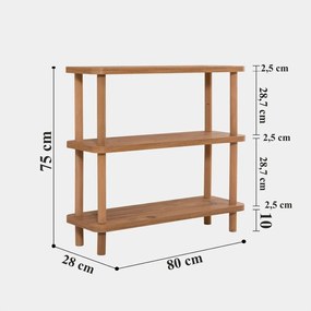 Natúr színű könyvespolc borovi fenyő dekorral 80x75 cm Step – Kalune Design