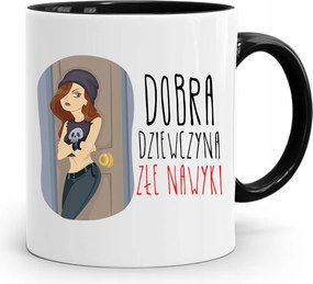 Bögre Fekete Vicces Jó Lány nyomott mintával