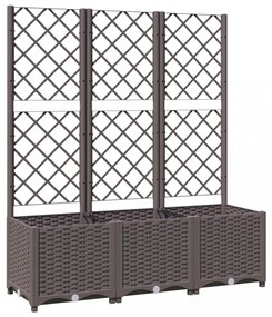 barna polipropilén rácsos kerti ültetőláda 120 x 40 x 136 cm