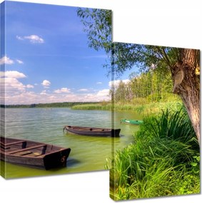 Vászonkép 60x60 Tó Csónakok Tájkép