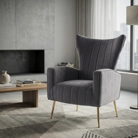 Relaxfotel, szürke Velvet szövet, BARET