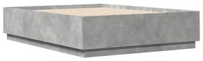 betonszürke szerelt fa ágykeret LED-del 160 x 200 cm