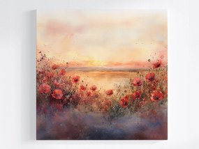 Vászonkép Canvas Tájkép Mező Rét Virágok Pipacsok Kilátás 40x40