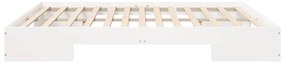 vidaXL Földi ágykeret tárolóval Fehér 200 x 200 cm Tömör fenyőfa