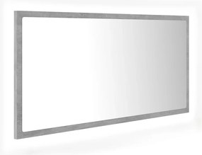vidaXL betonszürke akril LED-es fürdőszobatükör 90x8,5x37 cm