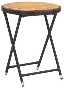 vidaXL fekete polyrattan és tömör akácfa teázóasztal 60 cm