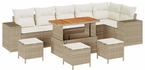 vidaXL Kerti Kanapé Szett 10 pcs Bézs polirattan