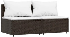 3 részes barna polyrattan kerti ülőgarnitúra párnával