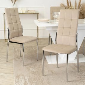Elegáns Étkezőszék Bézs Szövet Kárpittal, Króm Lábbal. MOLLY