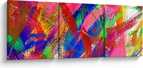 Kép - Színes absztrakció (órával) (90x30 cm)