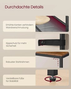 VASAGLE cipőtartó állvány 8x75x53cm, barna–tintafekete