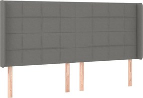 vidaXL sötétszürke szövet fejtámla szárnyakkal 183x16x118/128 cm