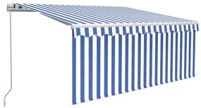 kék és fehér kézzel kihúzható napellenző redőnnyel 3,5 x 2,5 m
