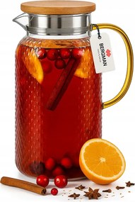 Üveg kancsó 1,3l víz gyümölcslé tea fogantyúval Bergman arany