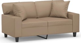 vidaXL 2 személyes cappuccino színű műbőr kanapé díszpárnákkal 120 cm