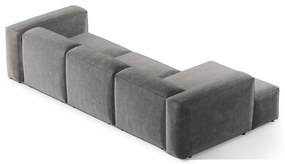 Világosszürke kordbársony sarokkanapé (bal oldali-heverő résszel) Bergano – Cosmopolitan Design