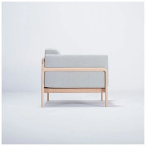 Fawn tölgyfa fotel kékesszürke szövet ülőrésszel - Gazzda