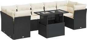 vidaXL 8 részes fekete polyrattan kerti ülőgarnitúra párnákkal