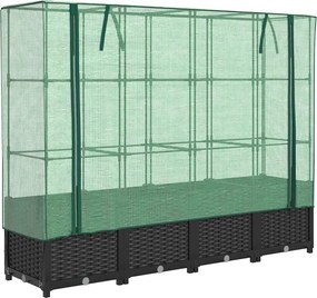 vidaXL rattan hatású magaságyás üvegháztakaróval 160 x 40 x 138 cm