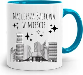 Kék Bögre A Főnöknek A Legjobb A Városban fényképes nyomattal