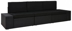 3 személyes fekete elemes polyrattan kanapé
