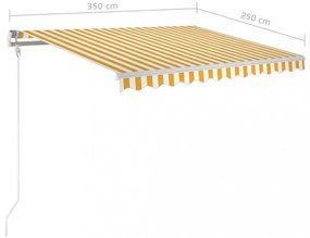 sárga és fehér automata napellenző 350 x 250 cm